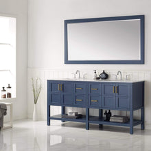 Load image into Gallery viewer, Vinnova Vanity Vinnova Florence 72&quot; Vanity in Royal Blue with Carrara White Marble Countertop With Mirror