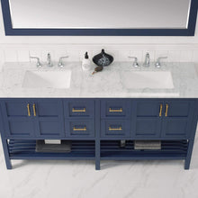 Load image into Gallery viewer, Vinnova Vanity Vinnova Florence 72&quot; Vanity in Royal Blue with Carrara White Marble Countertop With Mirror