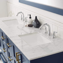 Load image into Gallery viewer, Vinnova Vanity Vinnova Florence 72&quot; Vanity in Royal Blue with Carrara White Marble Countertop With Mirror