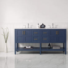 Load image into Gallery viewer, Vinnova Vanity Vinnova Florence 72&quot; Vanity in Royal Blue with Carrara White Marble Countertop Without Mirror