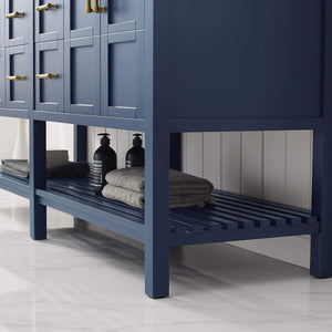 Vinnova Vanity Vinnova Florence 72" Vanity in Royal Blue with Carrara White Marble Countertop Without Mirror