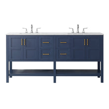 Load image into Gallery viewer, Vinnova Vanity Vinnova Florence 72&quot; Vanity in Royal Blue with Carrara White Marble Countertop Without Mirror