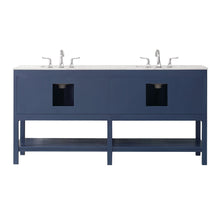 Load image into Gallery viewer, Vinnova Vanity Vinnova Florence 72&quot; Vanity in Royal Blue with Carrara White Marble Countertop Without Mirror