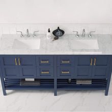 Load image into Gallery viewer, Vinnova Vanity Vinnova Florence 72&quot; Vanity in Royal Blue with Carrara White Marble Countertop Without Mirror