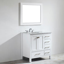 Load image into Gallery viewer, Vinnova Vanity Vinnova Gela 36&quot; Single Vanity in White with Carrara White Marble Countertop With Mirror