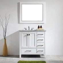 Load image into Gallery viewer, Vinnova Vanity Vinnova Gela 36&quot; Single Vanity in White with Carrara White Marble Countertop With Mirror