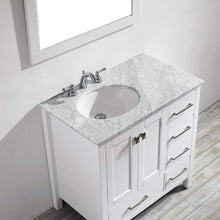 Load image into Gallery viewer, Vinnova Vanity Vinnova Gela 36&quot; Single Vanity in White with Carrara White Marble Countertop With Mirror
