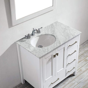 Vinnova Vanity Vinnova Gela 36" Single Vanity in White with Carrara White Marble Countertop With Mirror