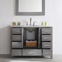 Load image into Gallery viewer, Vinnova Vanity Vinnova Gela 48&quot; Single Vanity in Grey with Carrara White Marble Countertop With Mirror
