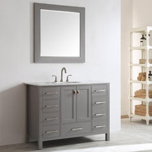 Load image into Gallery viewer, Vinnova Vanity Vinnova Gela 48&quot; Single Vanity in Grey with Carrara White Marble Countertop With Mirror