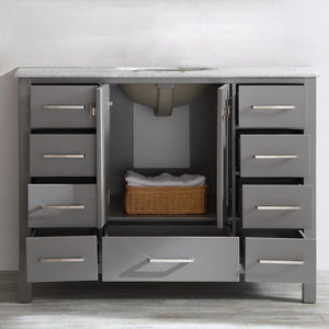 Vinnova Vanity Vinnova Gela 48" Single Vanity in Grey with Carrara White Marble Countertop Without Mirror