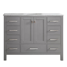 Load image into Gallery viewer, Vinnova Vanity Vinnova Gela 48&quot; Single Vanity in Grey with Carrara White Marble Countertop Without Mirror