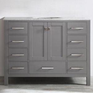 Vinnova Vanity Vinnova Gela 48" Single Vanity in Grey with Carrara White Marble Countertop Without Mirror