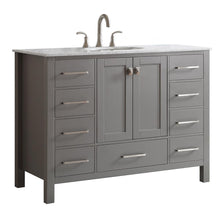 Load image into Gallery viewer, Vinnova Vanity Vinnova Gela 48&quot; Single Vanity in Grey with Carrara White Marble Countertop Without Mirror