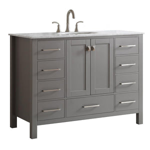 Vinnova Vanity Vinnova Gela 48" Single Vanity in Grey with Carrara White Marble Countertop Without Mirror
