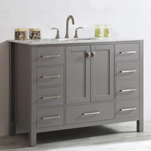 Load image into Gallery viewer, Vinnova Vanity Vinnova Gela 48&quot; Single Vanity in Grey with Carrara White Marble Countertop Without Mirror
