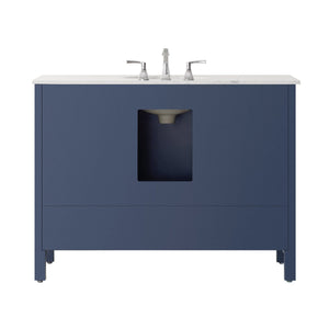 Vinnova Vanity Vinnova Gela 48" Single Vanity in Royal Blue with Carrara White Marble Countertop Without Mirror