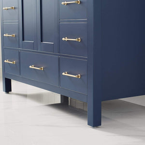 Vinnova Vanity Vinnova Gela 48" Single Vanity in Royal Blue with Carrara White Marble Countertop Without Mirror