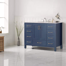 Load image into Gallery viewer, Vinnova Vanity Vinnova Gela 48&quot; Single Vanity in Royal Blue with Carrara White Marble Countertop Without Mirror