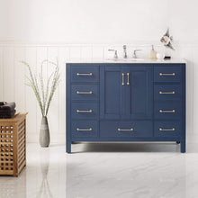 Load image into Gallery viewer, Vinnova Vanity Vinnova Gela 48&quot; Single Vanity in Royal Blue with Carrara White Marble Countertop Without Mirror