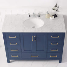 Load image into Gallery viewer, Vinnova Vanity Vinnova Gela 48&quot; Single Vanity in Royal Blue with Carrara White Marble Countertop Without Mirror