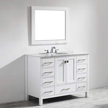 Load image into Gallery viewer, Vinnova Vanity Vinnova Gela 48&quot; Single Vanity in White with Carrara White Marble Countertop With Mirror