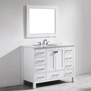 Vinnova Vanity Vinnova Gela 48" Single Vanity in White with Carrara White Marble Countertop With Mirror