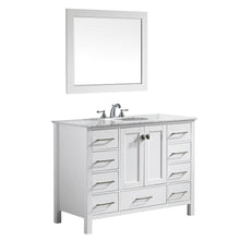 Load image into Gallery viewer, Vinnova Vanity Vinnova Gela 48&quot; Single Vanity in White with Carrara White Marble Countertop With Mirror