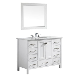 Vinnova Vanity Vinnova Gela 48" Single Vanity in White with Carrara White Marble Countertop With Mirror