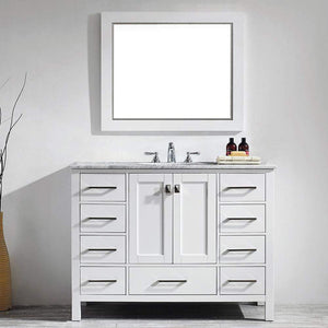 Vinnova Vanity Vinnova Gela 48" Single Vanity in White with Carrara White Marble Countertop With Mirror