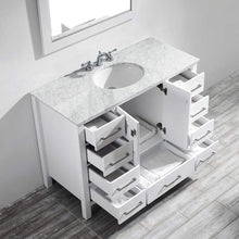 Load image into Gallery viewer, Vinnova Vanity Vinnova Gela 48&quot; Single Vanity in White with Carrara White Marble Countertop With Mirror