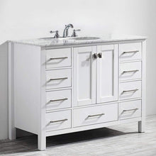 Load image into Gallery viewer, Vinnova Vanity Vinnova Gela 48&quot; Single Vanity in White  with Carrara White Marble Countertop Without Mirror