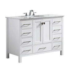 Load image into Gallery viewer, Vinnova Vanity Vinnova Gela 48&quot; Single Vanity in White  with Carrara White Marble Countertop Without Mirror