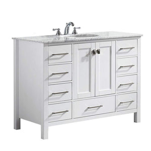 Vinnova Vanity Vinnova Gela 48" Single Vanity in White  with Carrara White Marble Countertop Without Mirror