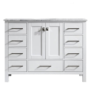 Vinnova Vanity Vinnova Gela 48" Single Vanity in White  with Carrara White Marble Countertop Without Mirror