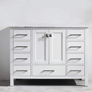 Vinnova Vanity Vinnova Gela 48" Single Vanity in White  with Carrara White Marble Countertop Without Mirror