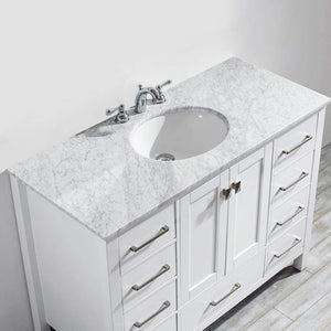 Vinnova Vanity Vinnova Gela 48" Single Vanity in White  with Carrara White Marble Countertop Without Mirror