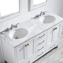 Load image into Gallery viewer, Vinnova Vanity Vinnova Gela 60&quot; Double Vanity in White with Carrara White Marble Countertop With Mirror
