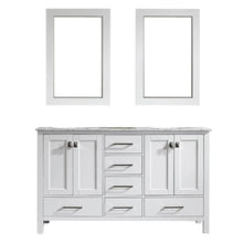Load image into Gallery viewer, Vinnova Vanity Vinnova Gela 60&quot; Double Vanity in White with Carrara White Marble Countertop With Mirror