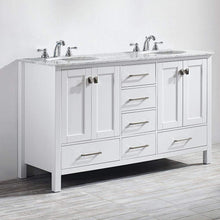 Load image into Gallery viewer, Vinnova Vanity Vinnova Gela 60&quot; Double Vanity in White with Carrara White Marble Countertop Without Mirror