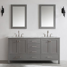 Load image into Gallery viewer, Vinnova Vanity Vinnova Gela 72&quot; Double Vanity in Grey with Carrara White Marble Countertop With Mirror
