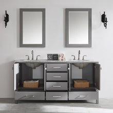 Load image into Gallery viewer, Vinnova Vanity Vinnova Gela 72&quot; Double Vanity in Grey with Carrara White Marble Countertop With Mirror