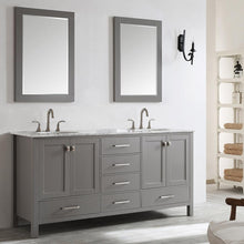 Load image into Gallery viewer, Vinnova Vanity Vinnova Gela 72&quot; Double Vanity in Grey with Carrara White Marble Countertop With Mirror