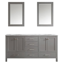 Load image into Gallery viewer, Vinnova Vanity Vinnova Gela 72&quot; Double Vanity in Grey with Carrara White Marble Countertop With Mirror