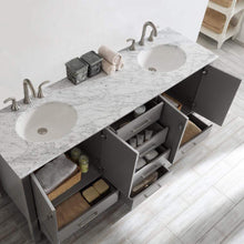 Load image into Gallery viewer, Vinnova Vanity Vinnova Gela 72&quot; Double Vanity in Grey with Carrara White Marble Countertop Without Mirror