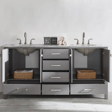 Load image into Gallery viewer, Vinnova Vanity Vinnova Gela 72&quot; Double Vanity in Grey with Carrara White Marble Countertop Without Mirror