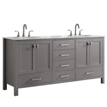 Load image into Gallery viewer, Vinnova Vanity Vinnova Gela 72&quot; Double Vanity in Grey with Carrara White Marble Countertop Without Mirror