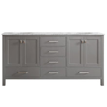 Load image into Gallery viewer, Vinnova Vanity Vinnova Gela 72&quot; Double Vanity in Grey with Carrara White Marble Countertop Without Mirror