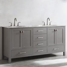 Load image into Gallery viewer, Vinnova Vanity Vinnova Gela 72&quot; Double Vanity in Grey with Carrara White Marble Countertop Without Mirror