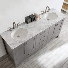 Load image into Gallery viewer, Vinnova Vanity Vinnova Gela 72&quot; Double Vanity in Grey with Carrara White Marble Countertop Without Mirror